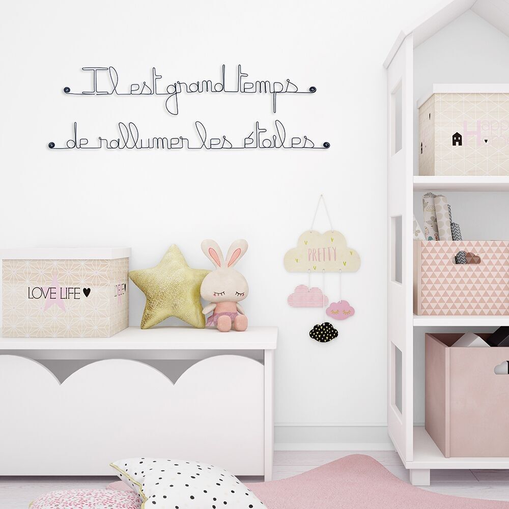 Decorazione da parete in filo metallico - Citazione "È giunto il momento di riaccendere le stelle" - da appendere alla parete