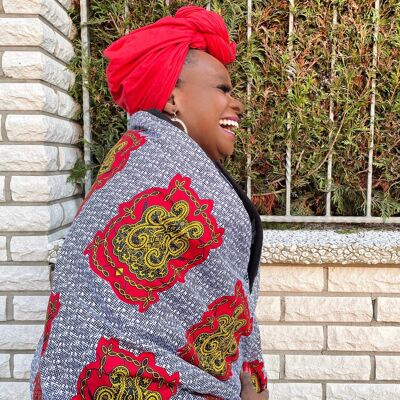 NONYE AFRICAN print winter scarf for Adults Unisex - Yellow / Red Ankara