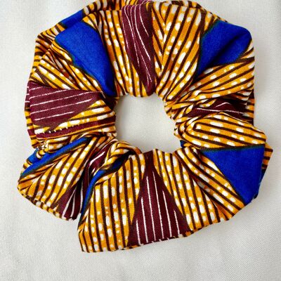 AFRICAN Print Scrunchies - Hair Accessories - Medium Blue and Orange