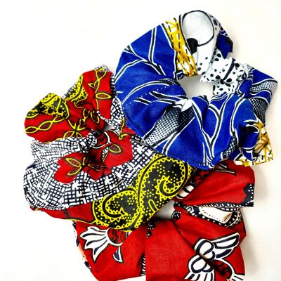 AFRICAN Print Scrunchies (Pack of 3 designs) - Hair Accessories - Medium multi colours.