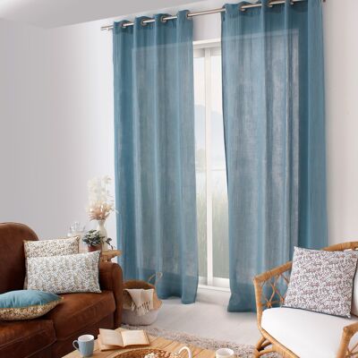 Cotton Gauze Curtain with Eyelets, 140x240cm, Lagoon Blue, COTTAGE Collection