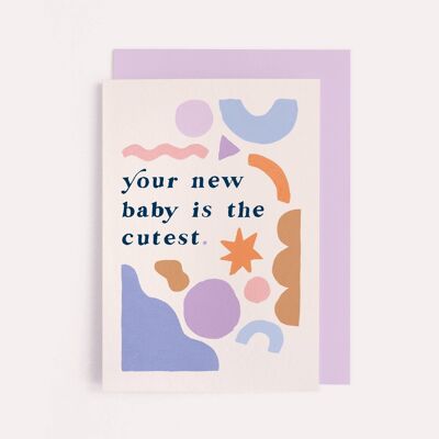 Tarjeta de bebé nueva más linda | Bebé de género neutro | Tarjeta arcoiris