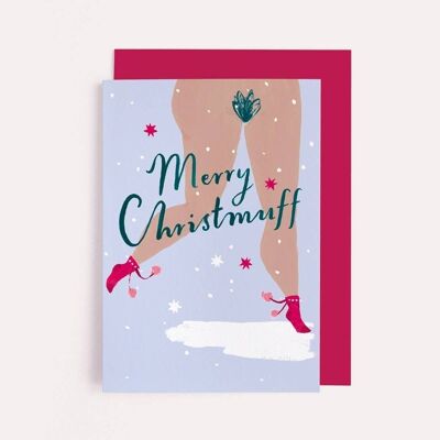Feliz tarjeta de Christmuff | Tarjeta de Navidad | Tarjeta grosera divertida
