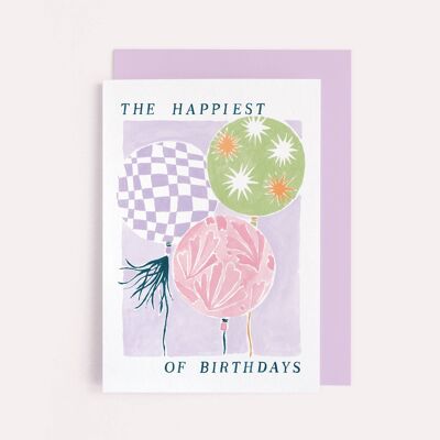 Biglietto di compleanno con palloncini | Cartoline di compleanno femminili