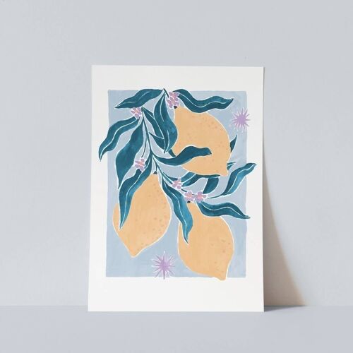 Lemons Art Print | Kitchen Art | Floral Art Print A3