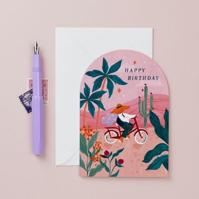 Tarjetas de cumpleaños "Sunset Bike" | tarjeta de cumpleaños femenina | Tarjetas de cumpleaños boho | Tarjetas de felicitación