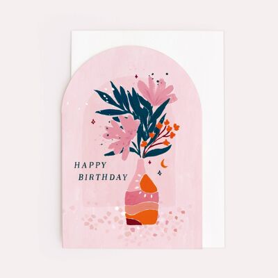 Tarjetas de cumpleaños "Cumpleaños de jarrón" | Tarjetas de cumpleaños florales | Flores Tarjetas | Tarjetas de cumpleaños para mamá | Tarjetas de cumpleaños femeninas | Tarjetas de felicitación