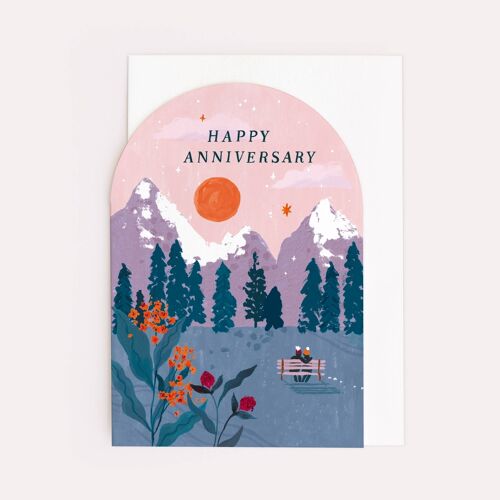 Anniversary Cards "Sunset Mountains" | Anniversary Card | Love Cards | Sunset Cards | Arch Shape Cards | Greeting Cards