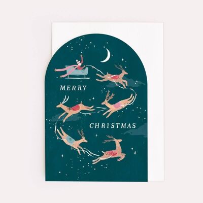 Biglietto natalizio con renne | Carta di vacanza | di stagione