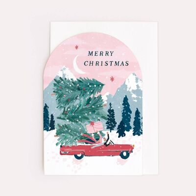 Weihnachtskarte „Fahren nach Hause“ | Urlaubskarte | Saisonale Grußkarten