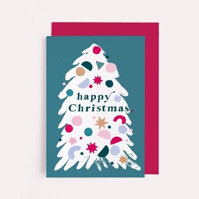 Carte heureuse d'arbre de Noël | Carte de Noël | Carte de vacances