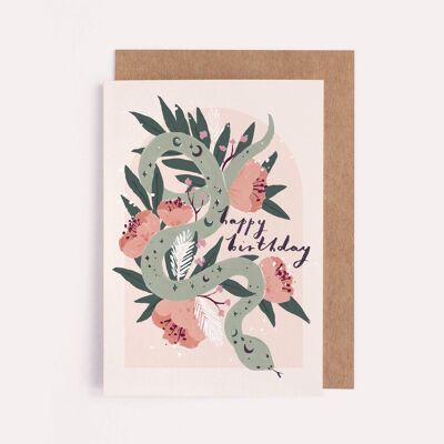 Mystical Snake Birthday Card | Female Birthday | Floral Card