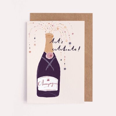 Carta Festeggia Champagne | Biglietto di congratulazioni | Carta di fidanzamento