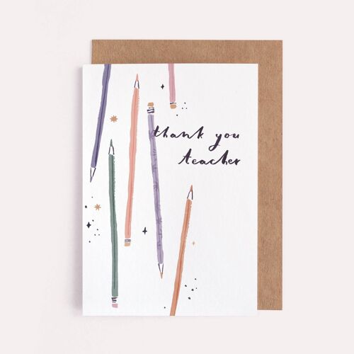 Thank You Teacher Pencils Card | Thank You Card | Thanks