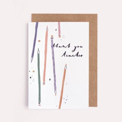 Thank You Teacher Pencils Card | Thank You Card | Thanks