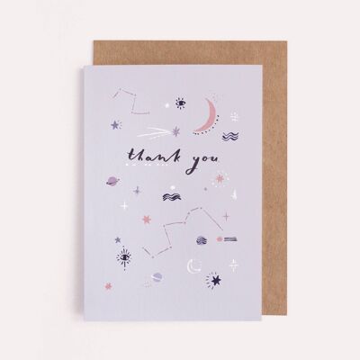Carte de remerciement cosmique | Constellation | étoiles et lune