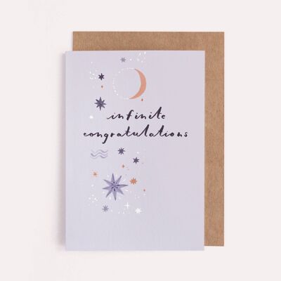 Unendliche Glückwunschkarte | Sonne | Sterne und Mond