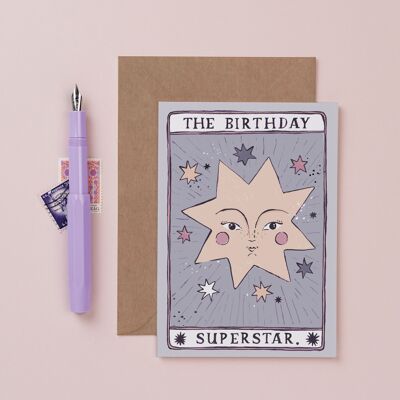 Geburtstagskarten „Tarot Superstar“ | Geburtstagskarte | Tarotkarte | Sternkarten | Magische Karten | Grußkarten