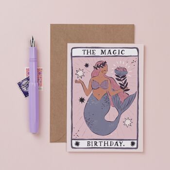 Carte d'anniversaire magique de sirène | Carte de Tarot | Magique | Fantaisie 1