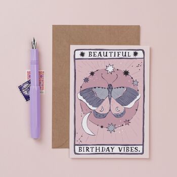 Cartes d'anniversaire "Moth Birthday Vibes" | Cartes de tarot | Jeux de tarot | Cartes d'anniversaire Tarot | Cartes Femme | Sorcière | Wicca | Cartes de voeux 1