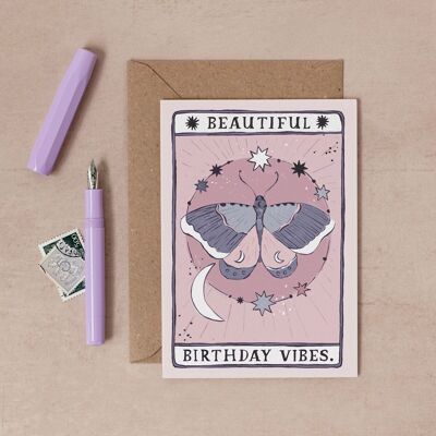 Cartes d'anniversaire "Moth Birthday Vibes" | Cartes de tarot | Jeux de tarot | Cartes d'anniversaire Tarot | Cartes Femme | Sorcière | Wicca | Cartes de voeux