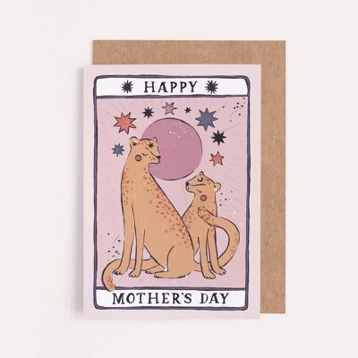 Tarjeta del leopardo del Tarot | Tarjeta del día de la madre | tarjeta de la mamá | Tarjetas del Día de la Madre