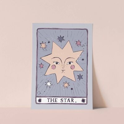 Impresión del arte de la estrella del tarot | Arte de la pared de la tarjeta del tarot | A4