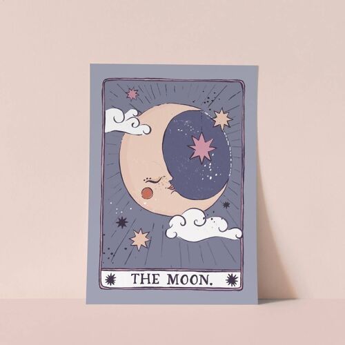 Tarot Moon Art Print | Nursery Wall Art | Moon Print A5
