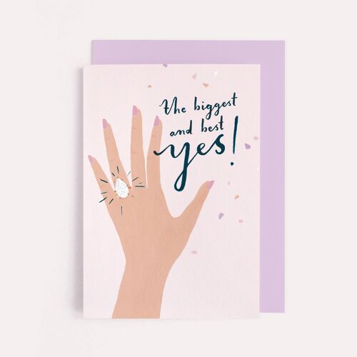 Hand Engagement Card | Congratulations Card | Diamond Ring