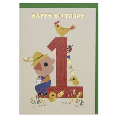 Tarjeta de cumpleaños de 1 año, FAN01