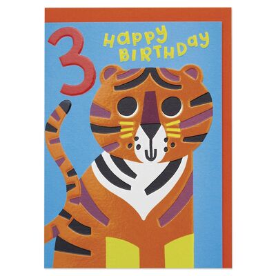 Alles Gute zum Geburtstag Alter 3 Tiger Karte, ZPD03