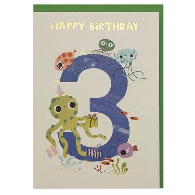 Age 3 Birthday Card , FAN03