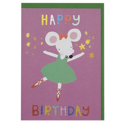Tarjeta de cumpleaños ratón bailarina, WOW06