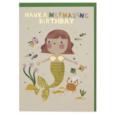 Birthday mermazing mermaid card , FAN06