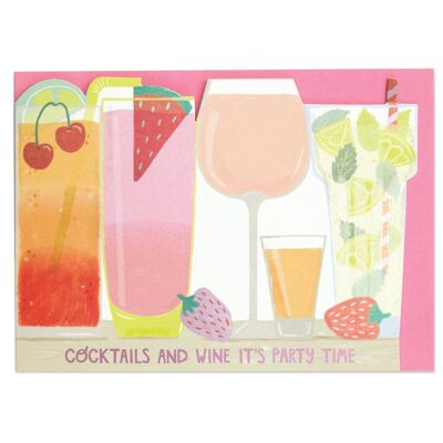 Cocktails and wine it's party time' card , POP30