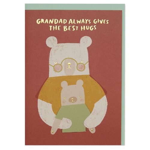 Grandad always gives the best hugs' card , WHM44