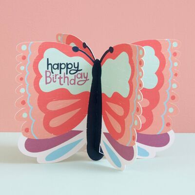 Biglietto farfalla pieghevole 3D Happy Birthday, TRS05