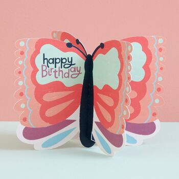 Carte papillon dépliante 3D "Joyeux anniversaire", TRS05 1