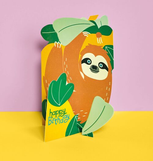 Happy Birthday' 3D Fold-out Sloth card , TRS27