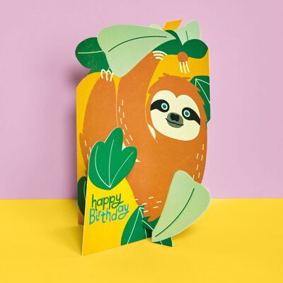 Happy Birthday' 3D Fold-out Sloth card , TRS27