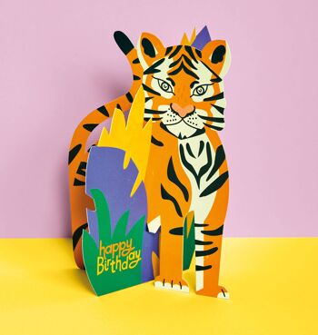 Carte Tigre Dépliante 3D "Joyeux Anniversaire", TRS26 1