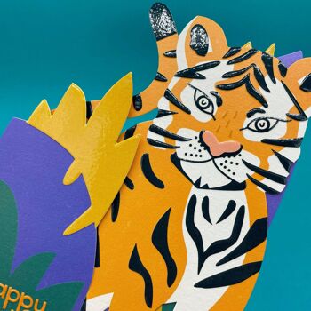 Carte Tigre Dépliante 3D "Joyeux Anniversaire", TRS26 2
