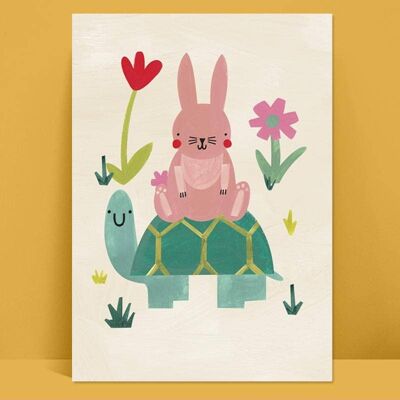 Hare and Tortoise children's print , PRT30-1