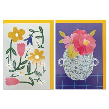 Ensemble de cartes vierges fleurs de prairie et pivoine, PCK05 3