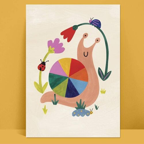 Rainbow Snail children's print , PRT24-2