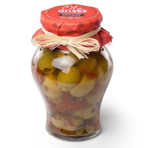 Olives Gordal, tomates déshydratées et des câpres, amphore 6x580cc