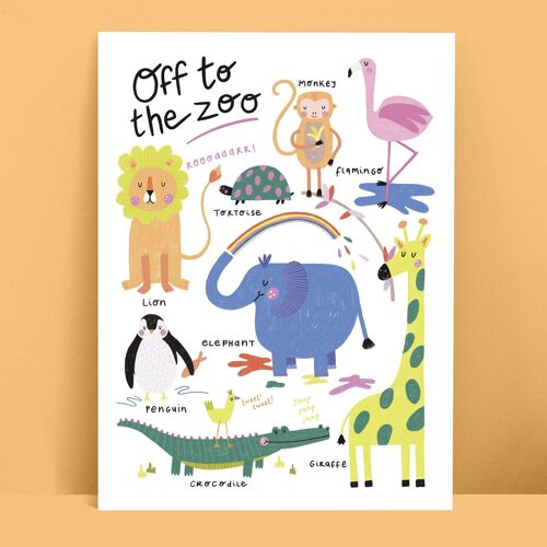Zoo Animals children's print , PRT4-1