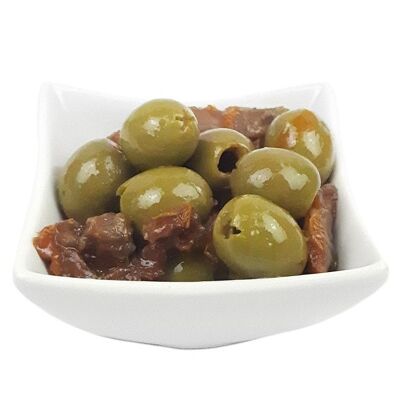 Olives Manzanilla farcies à la tomato deshydrated à l'huile 3x2,4kg