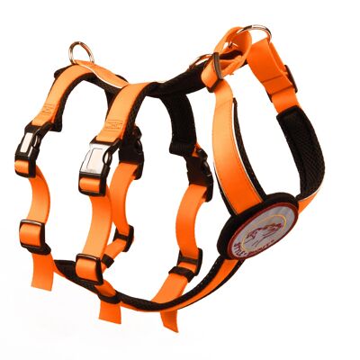 Harnais de Sécurité - Patch&Safe - Orange Fluo Noir - XS - Chiens de plus de 6kg/25cm