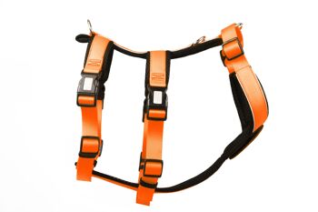 Harnais de Sécurité - Patch&Safe - Orange Fluo Noir - XS - Chiens de plus de 6kg/25cm 2